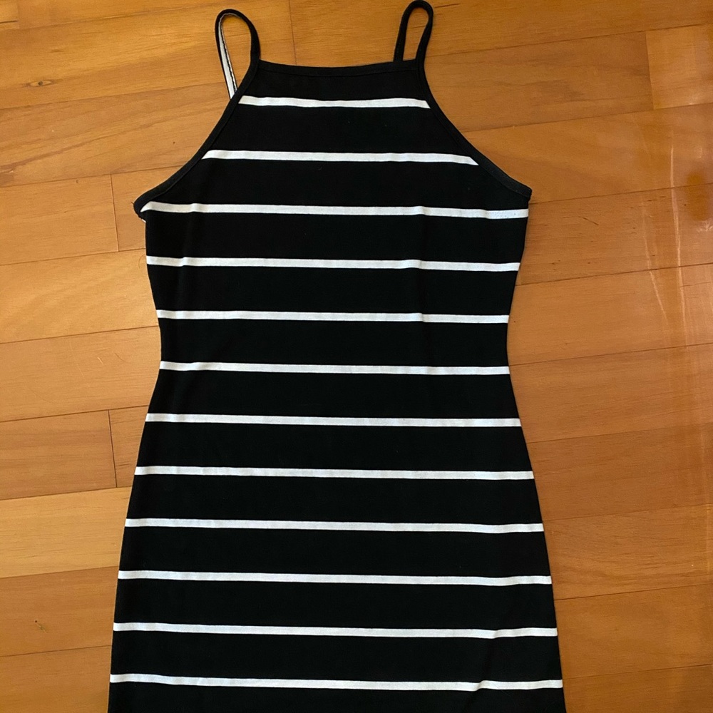 STRIPED fitted short dress